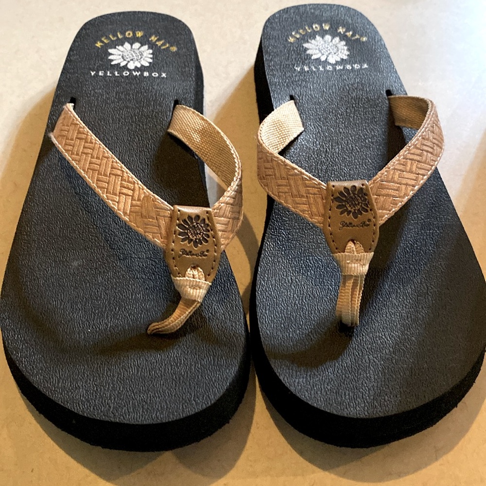 Women’s Yellow Box flip flops